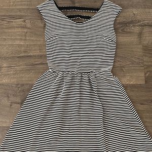 Black and White Striped Fit-and-Flare Dress